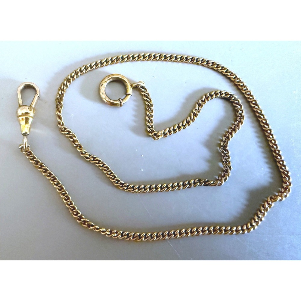 Vintage Gold-Filled Ladies Watch Chain 13" ROME Mark Chatelaine Style 1930s–50s